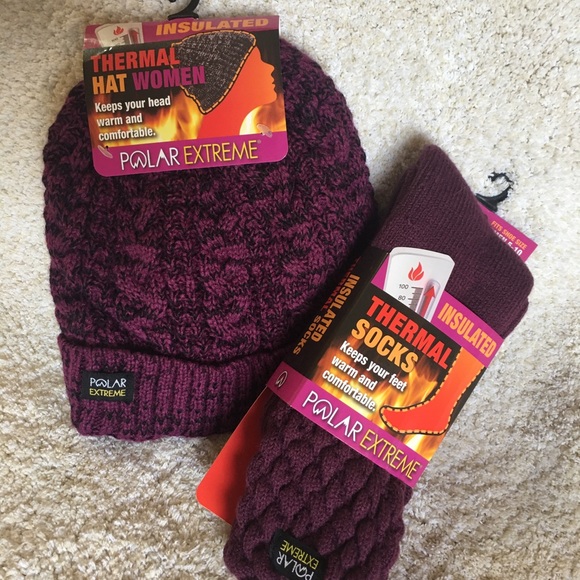 POLAR EXTREME Women’s Thermal Woven Hat & Socks - Picture 1 of 7
